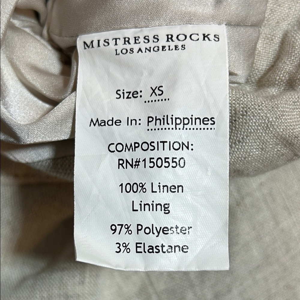 Mistress Rocks Linen Corset Cropped Jacket Bustier Top XS Ivory Structured - Picture 6 of 6